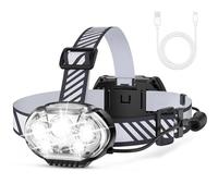 MIOISY Rechargeable Headlamp, High Lumen Bright 5 LED Head Lamp with Red White Light, IPX4 Waterproof Headlight,8 Mode Head Flashlight for Outdoor Running Hunting Fishing Hiking Camping Gear