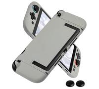 MIOKAU Slim Hard PC Case for Switch 2 with 2 Thumb Grip Caps,Split Design, Dockable Protective Full-Body Shell Cover for Switch 2,Classic Solid Colors (Fog Gray)