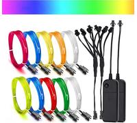 Mioke EL Wire Neon Lights Battery Powered 3Modes Electroluminescent Glowing Strobing Dance Party Decor DIY Light Flexible LED Strip with Controller