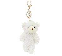 Miokkley Cute Teddy Bear Keychain for Backpack, 5" Inch Bear Plush Keychain with Purple Heart Bag Charms for Women Girls, D-white, S
