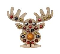 Miokycl Christmas Advent Countdown Calendar Wooden Xmas Tree Deer Head Shaped Stand Chocolate Candy Display Stand with 24 Hole for Party Decoration (A)