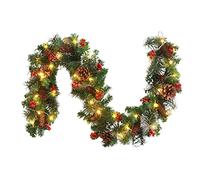 Mioky hristmas Garland with 50 Led Lighting Artificial Christmas Fir Garland Decorative for Stairs Fireplaces Offices Outdoor (1.8m)