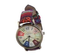 Miokycl Hippie Watch Multicolour Bohemian Style Brass PU Leather Button Battery Women Watch for Birthday Party Gifting (Blue)
