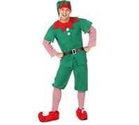 Miolasay Christmas Elf Costume for Parents and Child Family Matching Short Sleeve Dress Pants over the Kneel with Hat, Belt and Socks (Men, Men, M)