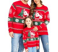 Miolasay Family Matching Christmas Sweaters Reindeer Snowflakes Ribbed Knitted Jumpers Ugly Long Sleeve Pullover Top (Kids, 5-6 Years, Style J)