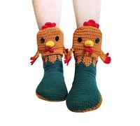 Miolasay Funny Animal Socks for Women Christmas Knit Crocodile Socks Novelty Alligator Floor Socks Creative 3D Knit Funky Shark Socks (A-Rooster, Kids One Size)