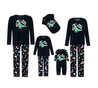 Miolasay Matching Family Christmas Pajamas Set Dinosaur Printed Sleepwear Outfits for Adult Kids Baby Dog Nightwear Outfits (Kids, 5-6 Years, Black Dinosaur)