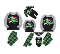 Miolasay Matching Family Christmas Pajamas Set Dinosaur Printed Sleepwear Outfits for Adult Kids Baby Dog Nightwear Outfits (Dog, L, Gren Dinosaur)