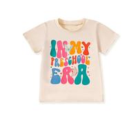 Miolasay Toddler Boy Girl Summer Clothes Letter Back to Preschool Shirts First Day of School Shirt Kindergarten Era Graphic Top (A-Pink, 3-4 Years)