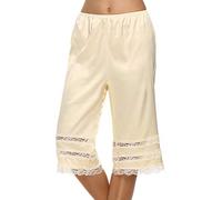 Miolasay Women Half Slip Underskirt Elastic Waist Wrap Extender Skirt Half Slips Satin Anti Static Lace Long Underskirt (D-Yellow, M)