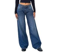 Miolasay Women Low Rise Baggy Jeans Y2K Loose Wide Leg Straight Trousers Boyfriend Vintage Denim Pants Casual Party Streetwear (H-Royal Blue, M)