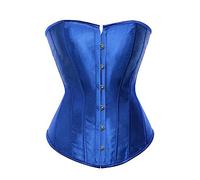 Miolasay Women Waist Plus Size Corset Bustier Corset Lace up Body Shaping Retro Bustier Overbust Top Satin Waist Cincher (A-Blue, XXXL)