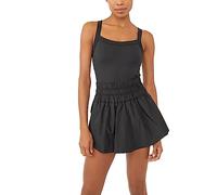 Miolasay Women's Sleeveless Tennis Dress Skorts Workout Active Tennis Dress with Shorts Underneath Golf Athletic Dress Romper (A-Black, S)