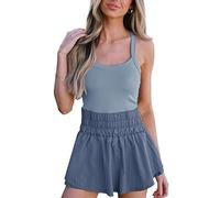 Miolasay Women's Sleeveless Tennis Dress Skorts Workout Active Tennis Dress with Shorts Underneath Golf Athletic Dress Romper (A-Gray Blue, M)