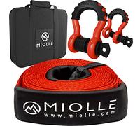 Miolle Heavy Duty Tow Strap 3”x20’- 33400 lbs MBS (Lab Tested) Recovery Strap Kit Includes Tow Rope, 2 Shackles MBS- 41800LBS, Storage Case
