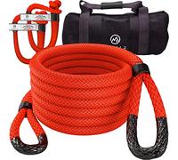 Miolle Kinetic Recovery Tow Rope 1" x30' - 33,900 lbs MBS, Heavy Duty Kinetic Rope, USA Spectra 2 Soft Shackles 3/8' x 6" 35000 lbs MBS
