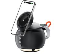 MIOLLYBO 5-in-1 Magnetic Wireless Charging Station with Bluetooth Speaker & Night Light, Charger Stand with 15W Adapter Compatible with iwatch & iPhone 17 16 15 14 13 & Wireless Earbuds