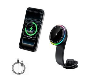 MIOLLYBO Wireless Car Charger Mount, 15W Qi2-Certified Fast Wireless Charging, 360° Adjustable Strong Magnetic Holder, Compatible with iPhone 17/16/15 Series and More