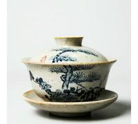 MIONGKI 120ml Hand Painted Gaiwan For Tea Plum Pottery Tureen With Lid Teaware Pine Kung Fu Tea Set Cup Tea Bowls Bamboo Chawan