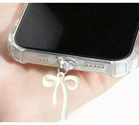 MIONGKI Korea Cute Pink Bow Pearl Phone Dust Stopper Accessories Pendant Decoration Suitable for Type-C