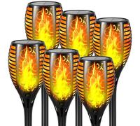 Mionsiden Upgraded Larger Solar Lights Outdoor - 6 Pack 51 LED Solar Torch Lights with Flickering Flame for Garden Decor Higher 23" Yard Lighting Waterproof Tiki Torches for Outside Lawn Patio Pathway