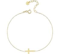 MIONZA 14k Solid Gold Cross Bracelet for Women, Bracelets, Real Gold Sideways Adjustable Bracelet for Women, Christian Baptism Gift for Her (Standard Cross Bracelet)
