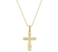 MIONZA 14K Solid Gold Cross Necklace for Women, Gold Cross Pendant Chain,Adjustable Crucifix Necklace,Religious Gifts for Her 18'' (STYLE 2)