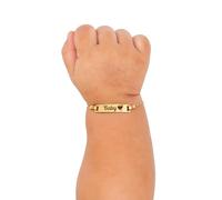 MIONZA 14K Solid Gold or Gold Plated Baby Custom Cross, Personalized Teen Bracelet with Miraculous Medal, Baptism, Baby Baptism Gift