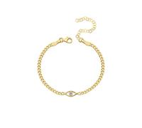 MIONZA 18K Gold Vermeil Evil Eye Curb Chain Bracelet for Women, Cuban Chain Bracelet, Cuban Link Curb Chain Bracelets Jewelry Gift for Her