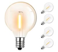 Miootly G40 LED Replacement Light Bulbs, 1W Shatterproof Globe Bulbs for Outdoor String Lights Dimmable Eidison Bulb fits E12 C7 Screw Base, Equvalent to 5 Watt Incandescent Bulbs,Warm White 5 Pack