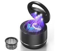 Miorcols Ultrasonic Retainer, 48kHz Dual Mode, 7.8oz for Braces & Jewelry | 5 UV-C Lights, Under 45dB, Light Black, 304 SS Tank, Timer, SGS Certified, for Denture, Night Guard, Mouthguard, Toothbrush