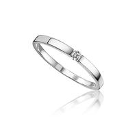 MIORE 0.05 carat diamond Engagement Rings for Women, Solitaire in 375 9ct White Gold, Solid Gold Rings with Jewellery Box for Gifting