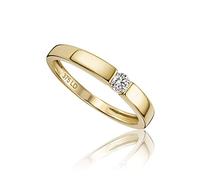 MIORE 0.10 carat diamond Engagement Rings for Women, Solitaire in 375 9ct Yellow Gold, Solid Gold Rings with Jewellery Box for Gifting