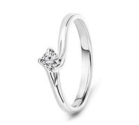 MIORE 0.12 carat Diamond Engagement Rings, 18ct White Gold Ring with Natural Diamonds, Solid Gold Ring, Wedding Ring - Delivered with Jewellery box