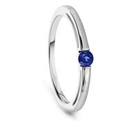 MIORE 0.13 carat Gemstone Engagement Rings for Women, Tension Mount Setting Ring Solitaire in 9ct White Gold with Blue Sapphire Gem, Solid Gold Ring, Wedding Ring - Delivered with Jewellery box