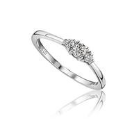 MIORE 0.15 carat diamond Engagement Rings for Women, Trilogy in 375 9ct White Gold, Solid Gold Rings with Jewellery Box for Gifting
