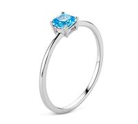 MIORE 0.42 carat Gemstone Engagement Rings, 9ct White Gold Ring with Blue Topaz Gem, Solid Gold Ring, Wedding Ring - Delivered with Jewellery box