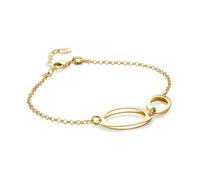 MIORE 18ct Gold Plated 925 Silver Bracelet for Women, 37mm Oval Charms, Adjustable 17-19 cm, Lobster Claw Clasp, Made in Italy, Comes in Jewellery Box