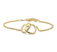 MIORE 18CT Gold plated 925 Sterling Silver Bracelet For Women 17+3CM, Interlocking Heart Bracelet, Double Love Heart, Hypoallergenic Jewellery For Women Made in Italy, Delivered In Jewellery Box