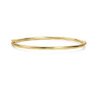 MIORE 18ct Gold Plated 925 Sterling Silver Bracelet for Women, Twisted Shiny Gold Bangle Bracelet with Round Tubes 15 mm, Cuff Bracelet Handmade in Italy, Delivered in Jewellery Box