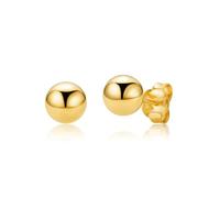 Miore 18CT Gold Plated 925 Sterling Silver Earrings For Women, Ball Stud Earrings, 5mm Gold Plated Earrings Hypoallergenic, Jewellery For Women, Handmade in Italy, Delivered In Jewellery Box