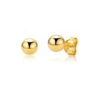 Miore 18CT Gold Plated 925 Sterling Silver Earrings For Women, Ball Stud Earrings, 6 mm Gold Plated Hypoallergenic Earrings, Jewellery For Women, Handmade in Italy, Delivered In Jewellery Box
