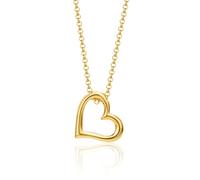 MIORE 18CT Gold Plated 925 Sterling Silver Necklaces For Women, 41cm Silver Chain With Heart Pendant, Hypoallergenic Silver Heart Necklace For Women Handmade in Italy, Delivered In Jewellery Box