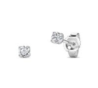 Miore 4-Prong Diamond Gold Earrings for Women in Solid 375 9ct White Gold, 0.15ct Diamond Ear Piercing, Solitaire Stud Earrings for Women Delivered in Jewellery Box