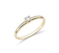 MIORE 4 prong Solitaire engagement Ring in 9 kt 375 Yellow Gold with 0.10 ct Diamond for Women