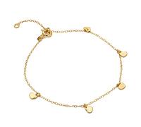 MIORE 9 kt 375 solid yellow gold bracelet with 5 pending hearts 4 x 4 mm on 16-18 cm adjustable anchor chain