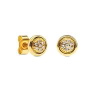 Miore 9 kt 375 Yellow Gold Stud Earrings with 0.06 ct Diamonds for Women Ø 5,5 mm