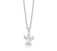 MIORE 925 Sterling Silver Guardian Angel Necklace with Cubic Zirconia Pendant on 45cm Curb Chain for Women