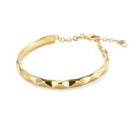 MIORE Bangle Silver Bracelet for Women in 18ct Gold Plated 925 Sterling Silver, Elegant Faceted Design, Adjustable 17-21 cm, Lobster Claw Clasp, Made in Italy, Comes in Jewellery Box