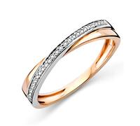 MIORE cross over white and rose gold 9 kt 375 diamond eternity ring 0.08ct